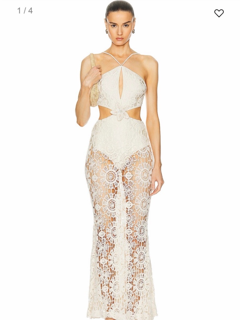 Ivory Crochet Cutout Maxi Dress PATBO